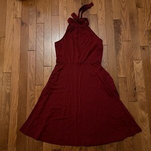 Maroon Halter Neck Knee Length Dress Girls Size 14